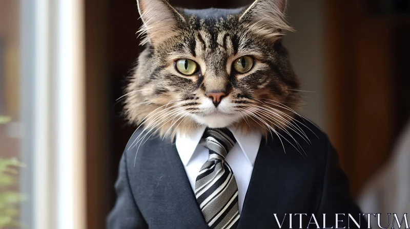 AI ART Humorous Cat Dressed in Suit