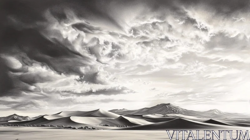 AI ART Breathtaking Black-and-White Desert Scene