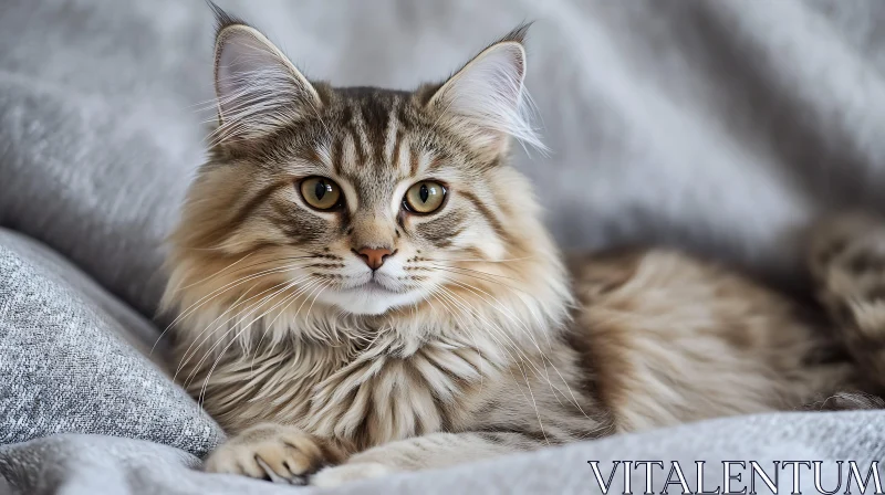 Fluffy Cat with Golden Fur and Large Ears AI Image