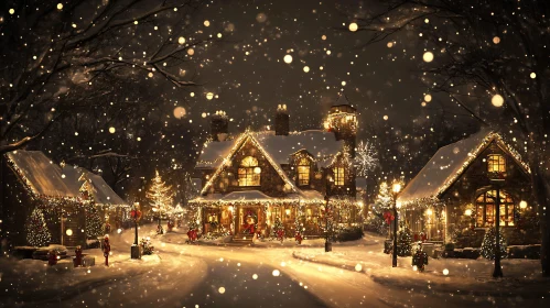 Christmas Night in a Snowy Village