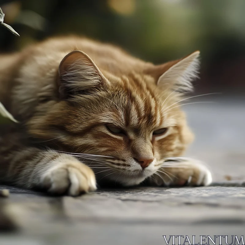 Ginger Cat Portrait: A Moment of Rest AI Image