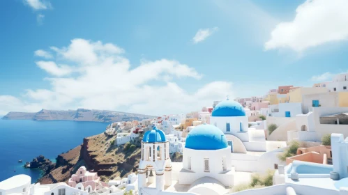 Biblical Grandeur: Blue Domes and White Houses in Oia, Greece