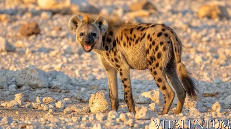 Captivating Image of a Spotted Hyena in the Desert AI Image