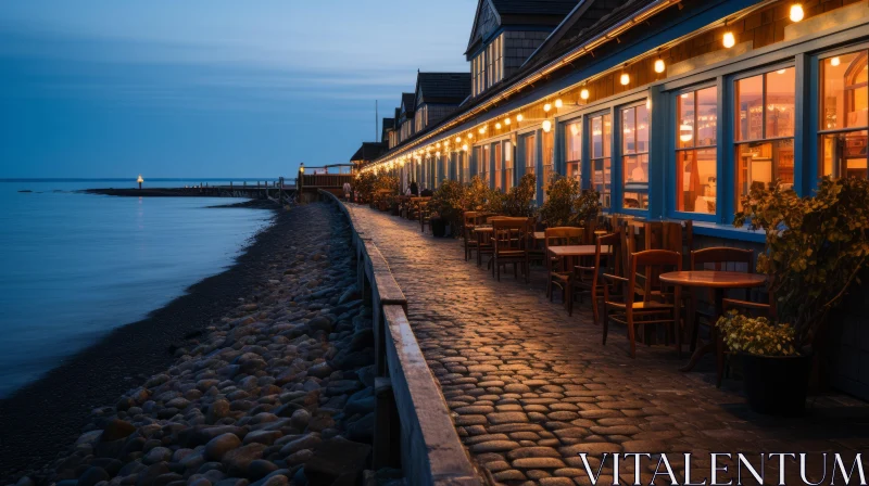 Captivating Walkway: Romantic Moonlit Seascapes in Danish Design AI Image