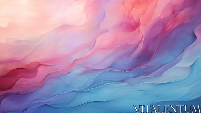 Dreamy Abstract Painting in Pink, Blue, Purple Colors AI Image