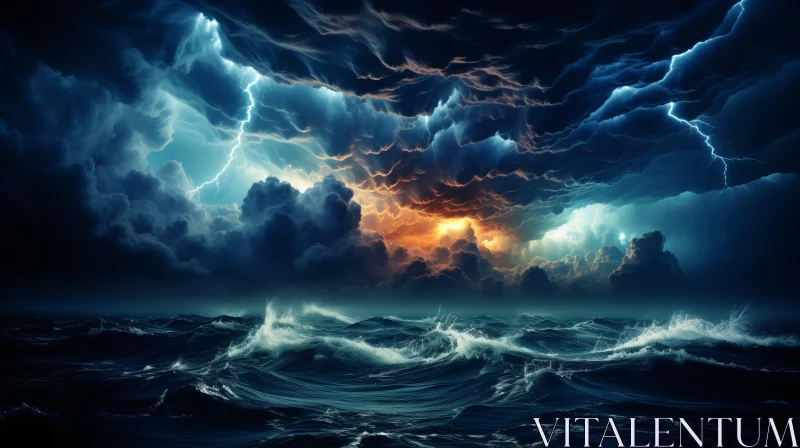 AI ART Stormy Ocean Night - Surrealistic and Apocalyptic