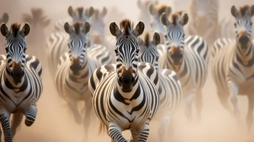 Zebras Running in African Savanna - Capturing Motion and Unity
