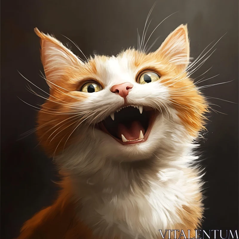 Expressive Feline with Open Mouth AI Image