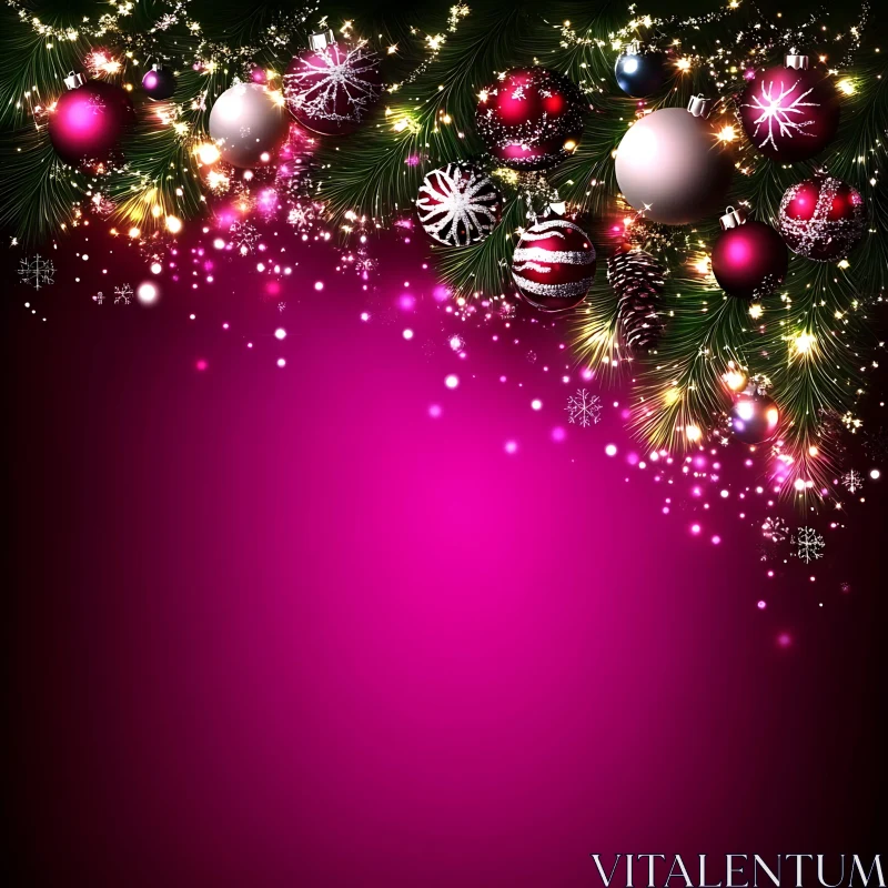 Christmas Baubles and Glittering Lights Decoration AI Image