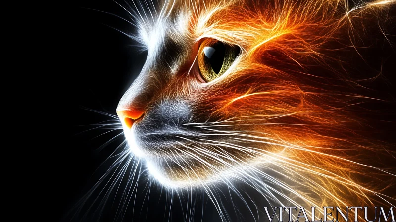 Glowing Neon Cat Digital Artwork AI Image