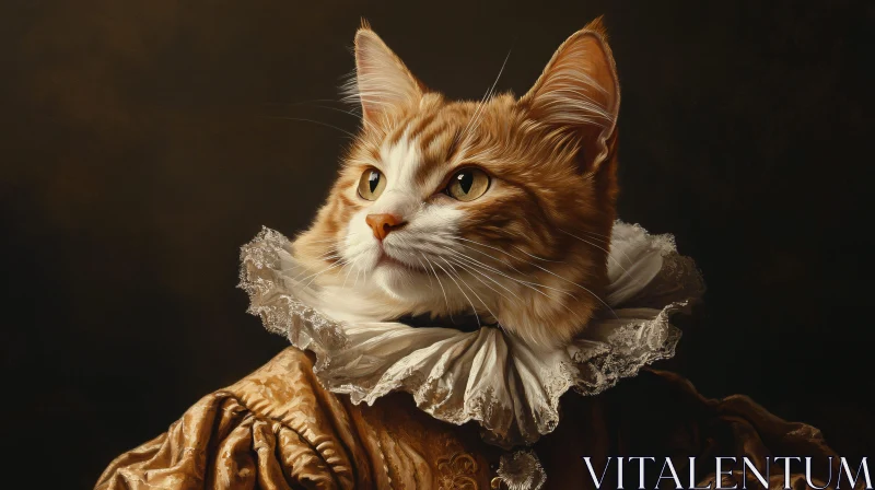 Regal Cat in Renaissance Costume AI Image