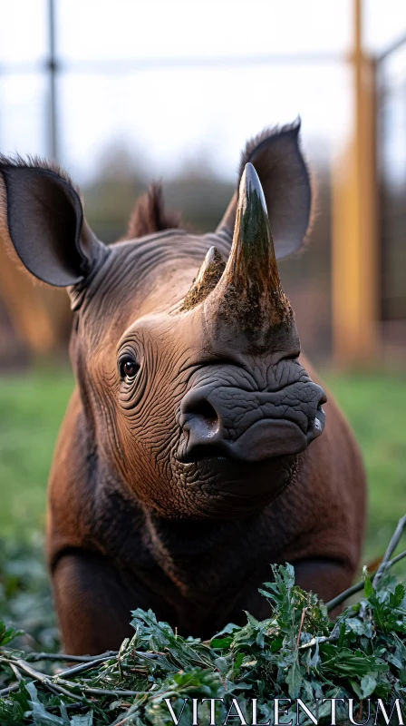 Close-Up of a Young Rhino AI Image