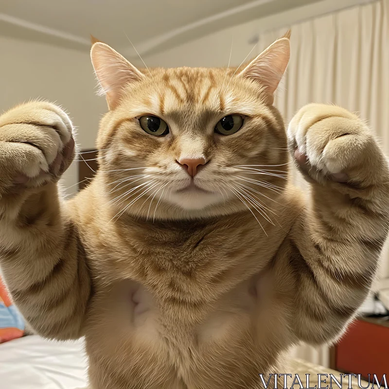 Ginger Cat in Playful Stance AI Image