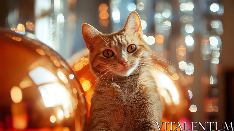 AI ART Adorable Ginger Cat Amidst Warm Bokeh