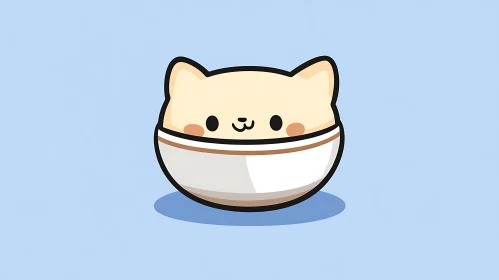 Cute Cat Peeking from Bowl Art