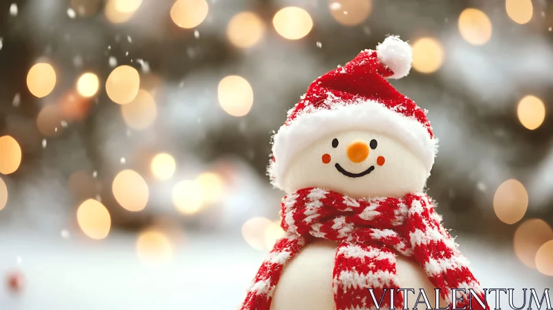 AI ART Festive Snowman with Red Hat and Scarf