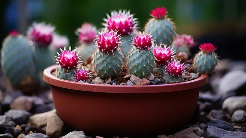 Captivating Cactus in Clay Pot - Luminescent Magenta Display