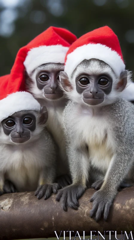 Captivating Christmas-themed Artwork of Squirrel Monkeys in the Congo AI Image