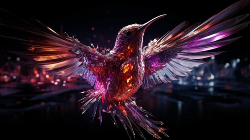 Cyberpunk Style Hummingbird Artwork - Fusion of Nature and Futurism