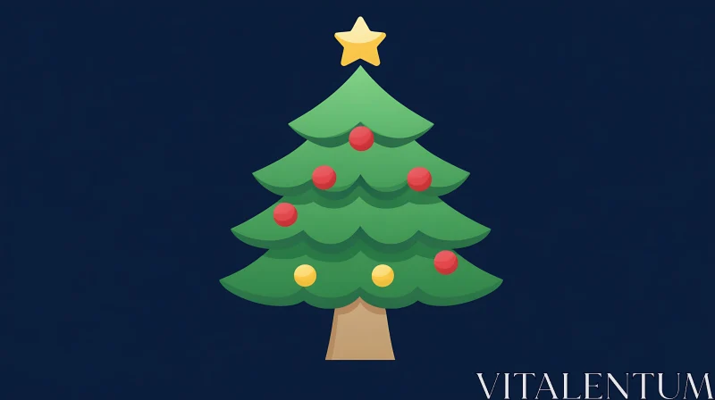 Festive Christmas Tree with Star and Decorations AI Image