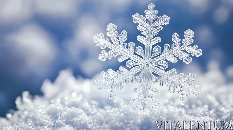 AI ART Intricate Snowflake on a Wintery Background