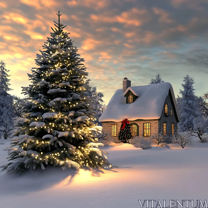 Winter Wonderland Christmas Scene AI Image