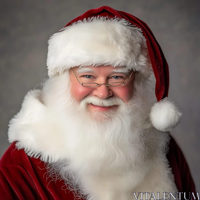 Santa Claus in Traditional Red Suit and Fur Trim AI Image