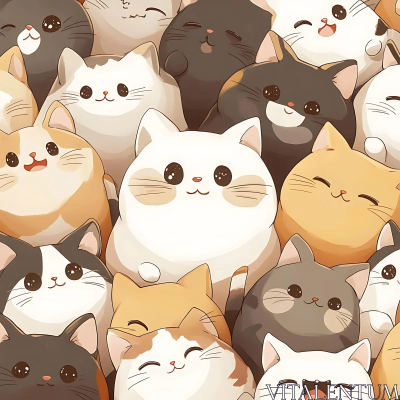 Cute Cartoon Cats AI Image