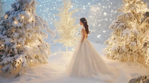 Winter Wonderland Bride in Snowy Forest