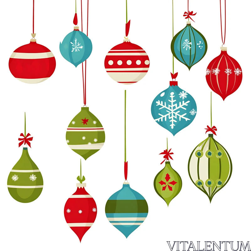 Assorted Festive Christmas Ornaments AI Image