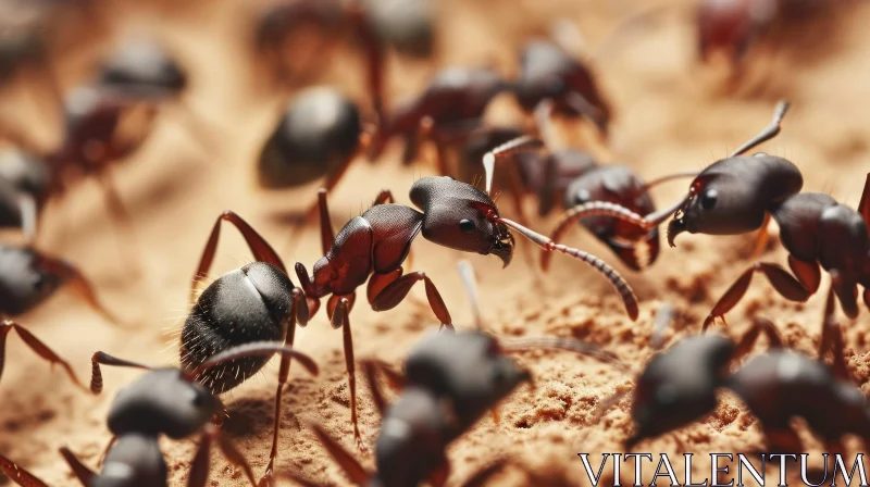Close-Up of Ants on Sandy Surface | Nature Photography AI Image