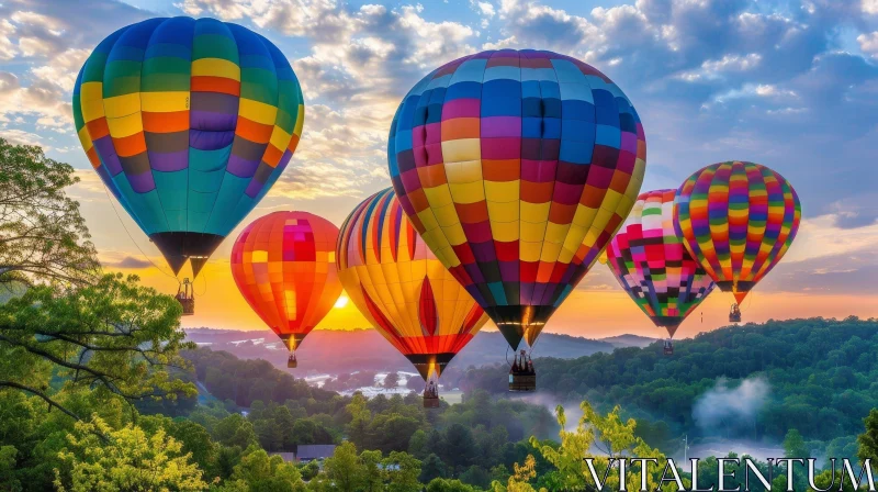 AI ART Colorful Hot Air Balloons in Serene Sky