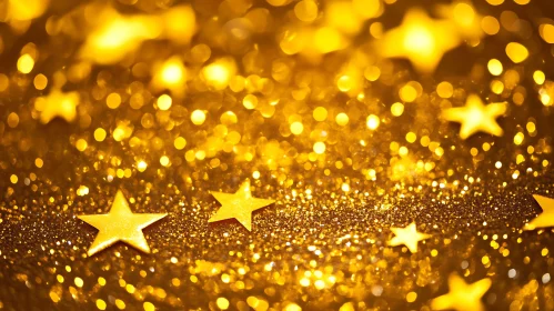 Golden Glitter with Stars in Shimmering Light