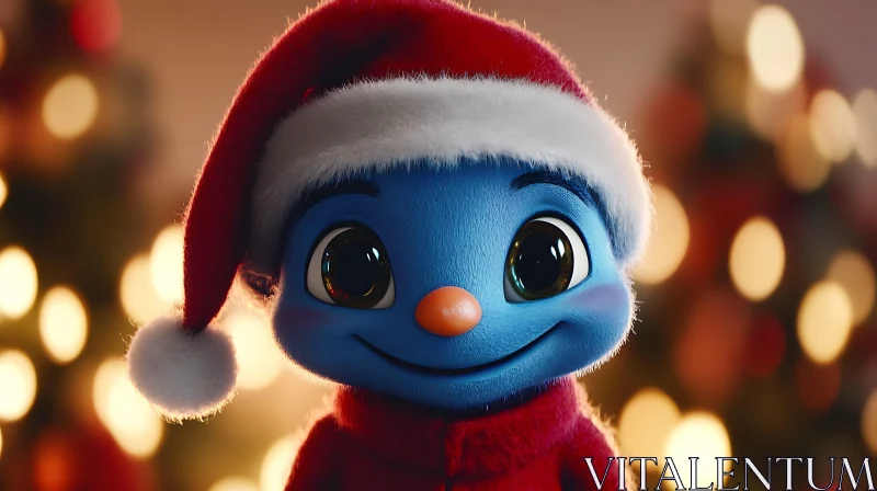 AI ART Blue Character Celebrating Christmas