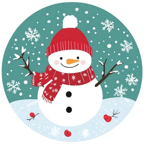 Cheerful Winter Snowman Illustration