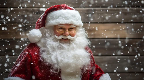 Santa Claus in Festive Winter Scene