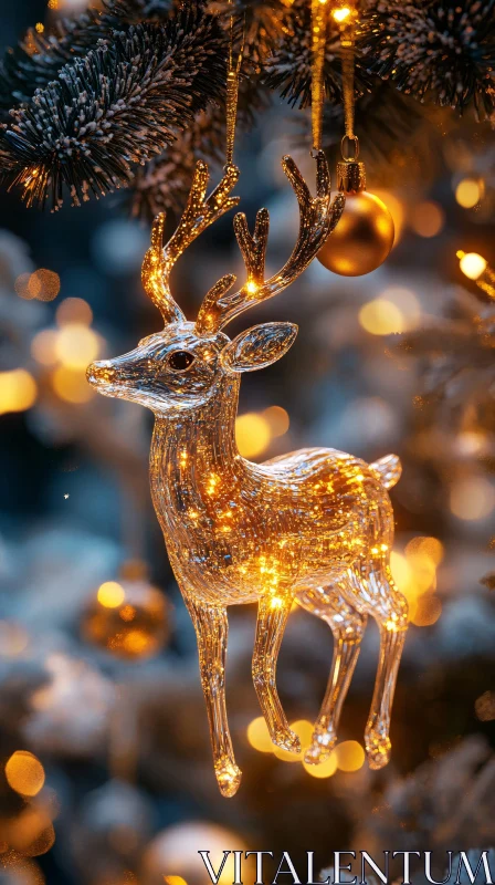 Illuminated Reindeer Christmas Decoration AI Image