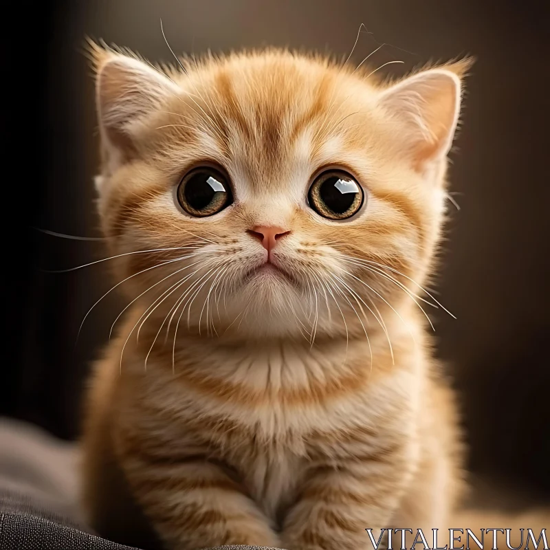 Cute Orange Kitten with Big Eyes AI Image