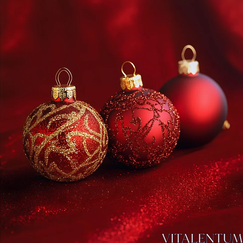 Red and Gold Christmas Ornaments AI Image