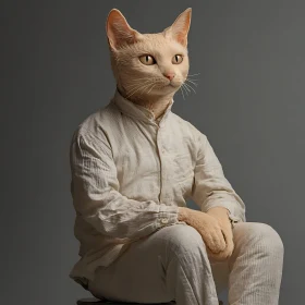 Surreal Cat Portrait of Anthropomorphic Figure