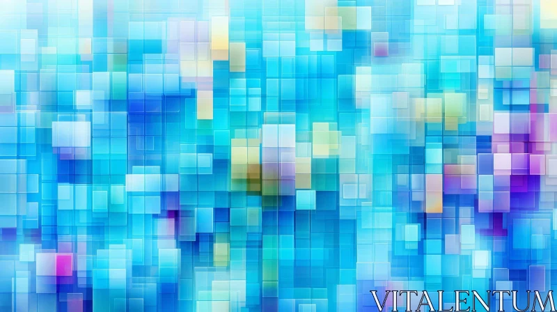 Blue Mosaic Geometric Tiles - Abstract Pixel Pattern AI Image