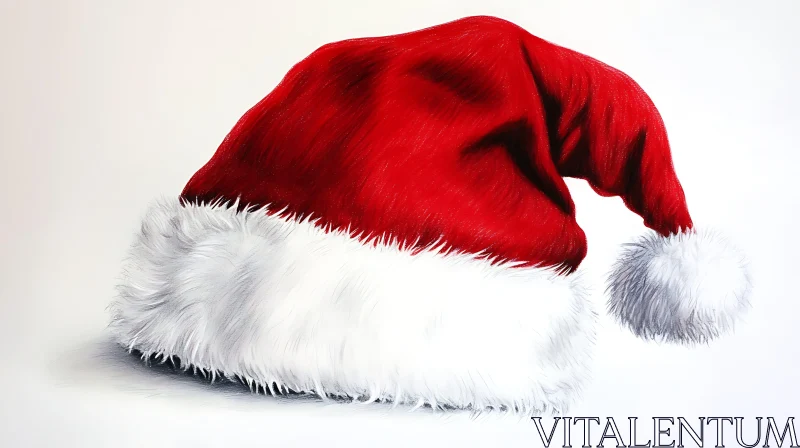 Festive Christmas Santa Hat with White Fur AI Image