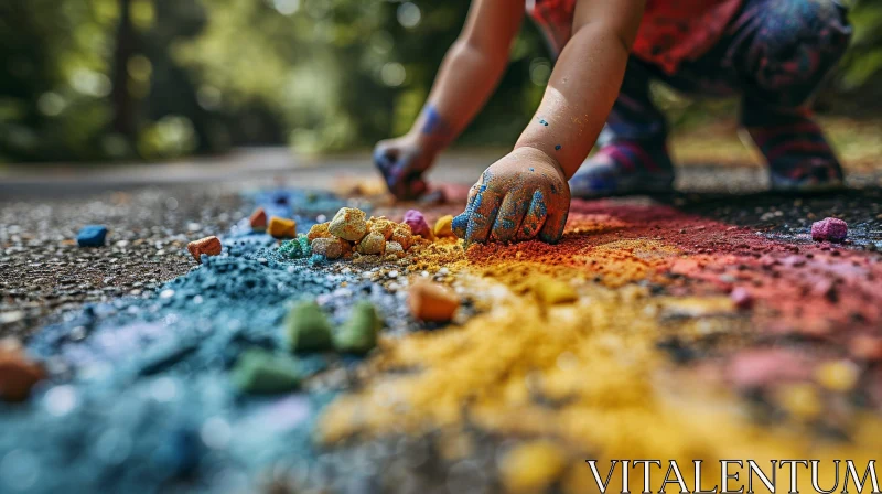 Colorful Chalk Powder: A Captivating Image of Childhood Joy AI Image