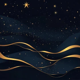 Golden Stars and Ribbons in the Dark Night Sky