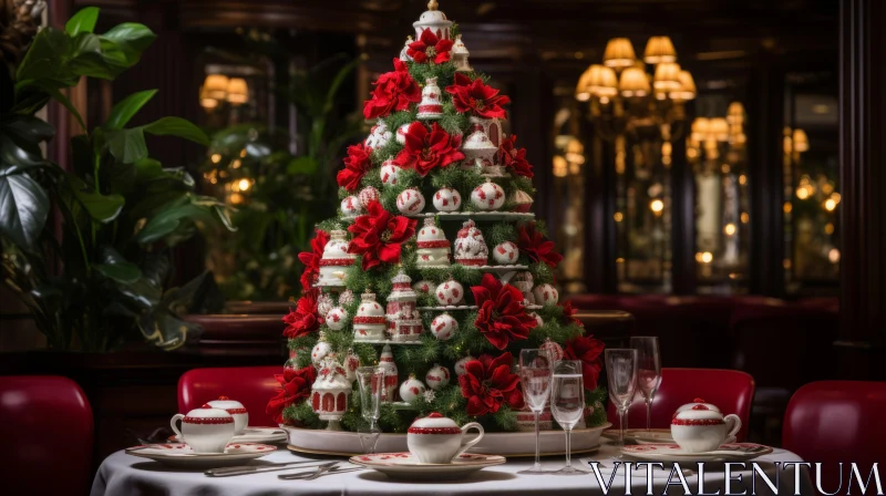 Elegant Christmas Decoration with Romantic Floral Motifs AI Image