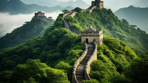 Majestic Mountain in China with the Great Wall - Serene and Mystical Atmosphere