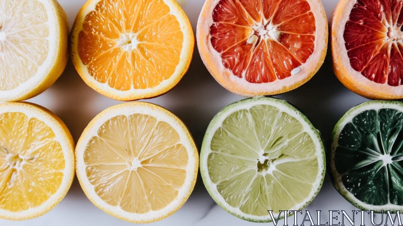 Vibrant Citrus Fruits on White Marble | Nature's Bounty AI Image