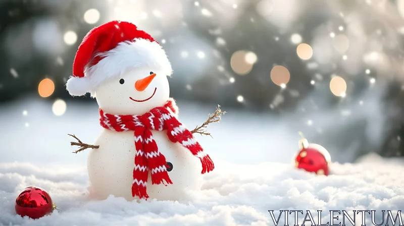 Festive Snowman in Winter Wonderland AI Image