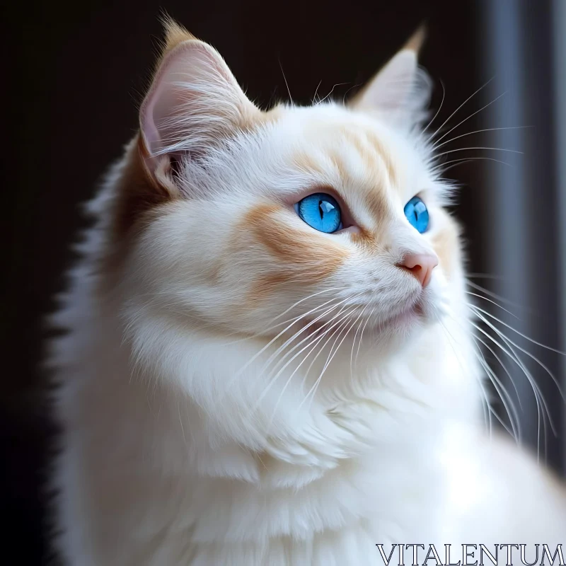 Captivating White Cat with Blue Eyes AI Image