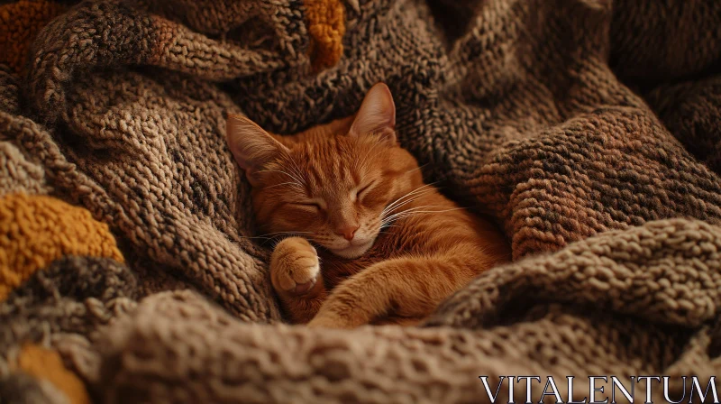 Sleeping Ginger Cat AI Image